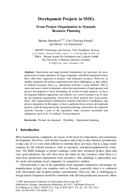 (PDF) Development Projects in SMEs