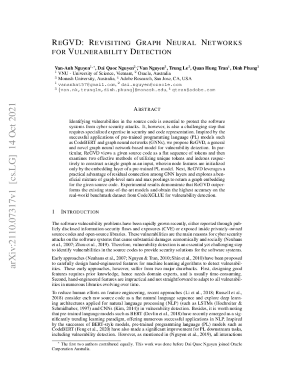  pdf regvd revisiting graph neural networks for vulnerability detection