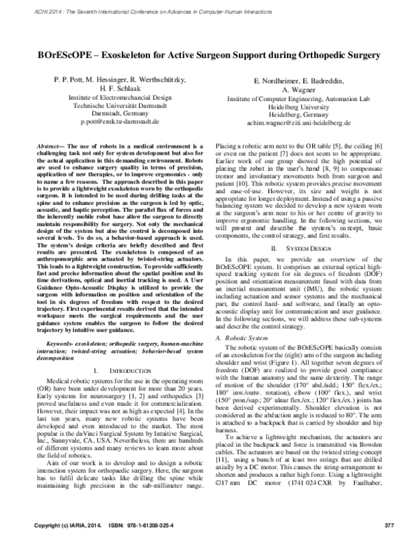 (PDF) BOrEScOPE – Exoskeleton for Active Surgeon Support during ...