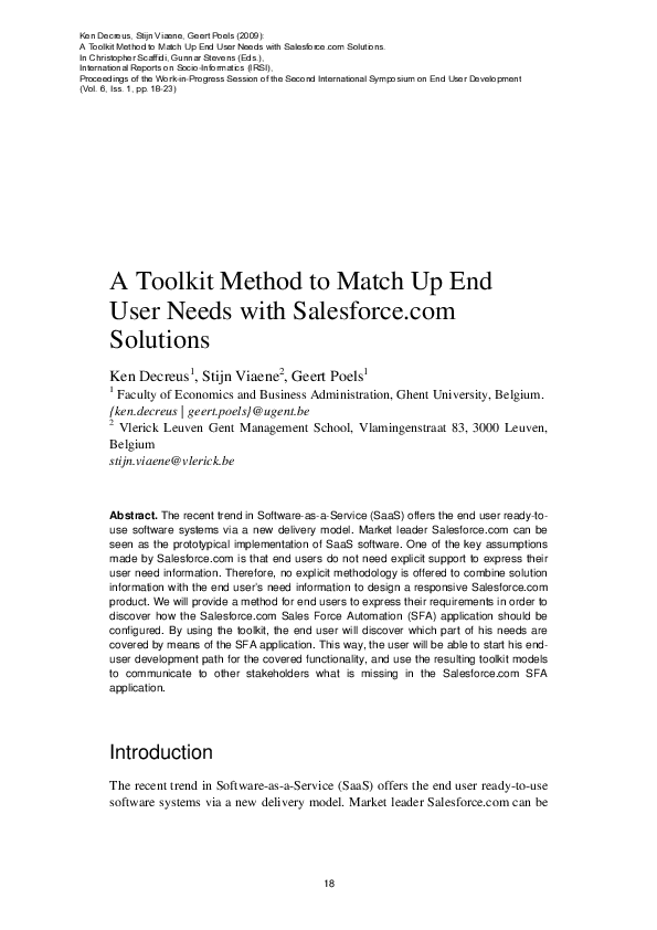 (PDF) A toolkit method to match up End User needs with Salesforce. com ...