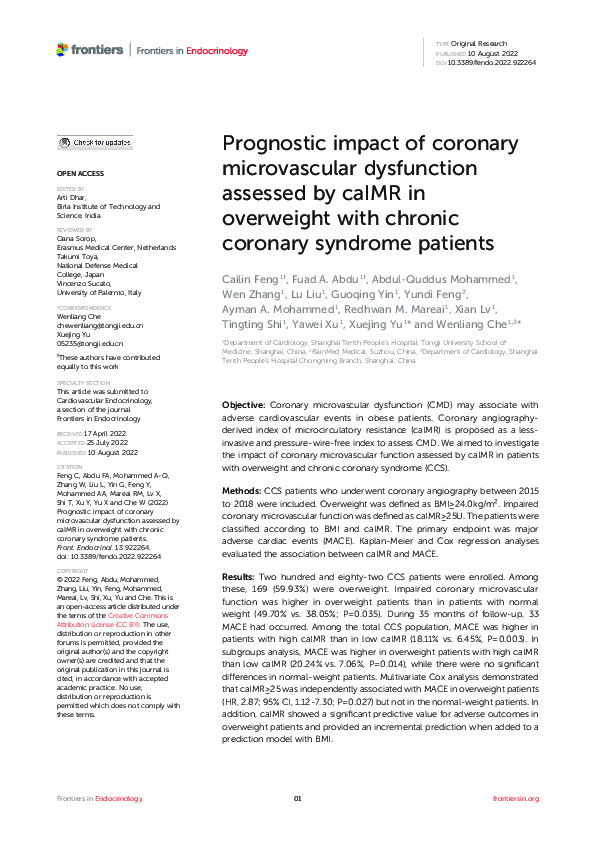 (PDF) Prognostic impact of coronary microvascular dysfunction assessed ...