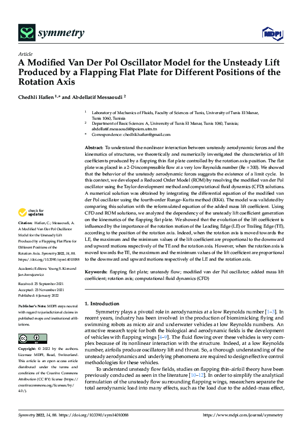 (PDF) A Modified Van Der Pol Oscillator Model for the Unsteady Lift ...