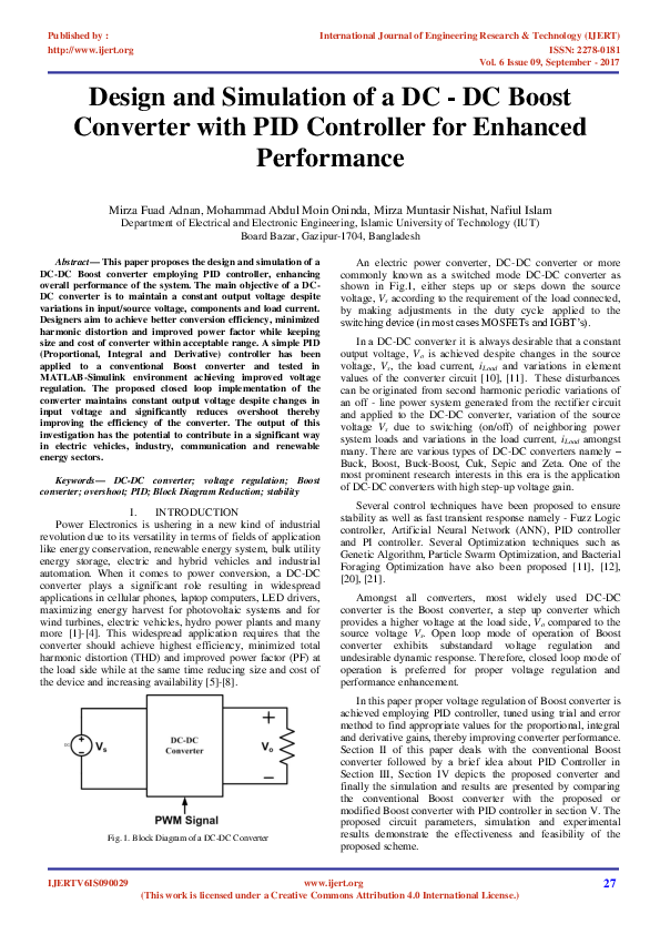 (PDF) Design and Simulation of a DC - DC Boost Converter with PID ...