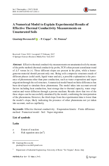 (PDF) A Numerical Model to Explain Experimental Results of Effective ...