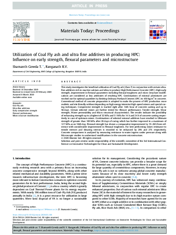 (PDF) Utilization of Coal Fly ash and ultra fine additives in producing ...
