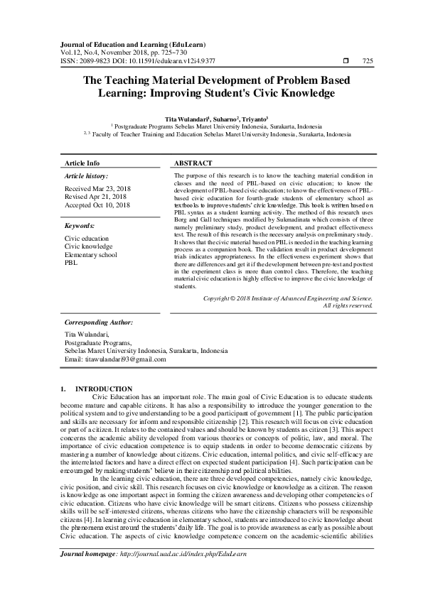 (PDF) The Teaching Material Development of Problem Based Learning ...