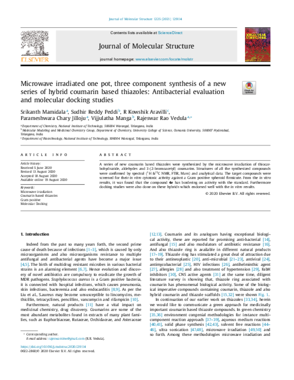 (PDF) Microwave irradiated one pot, three component synthesis of a new ...