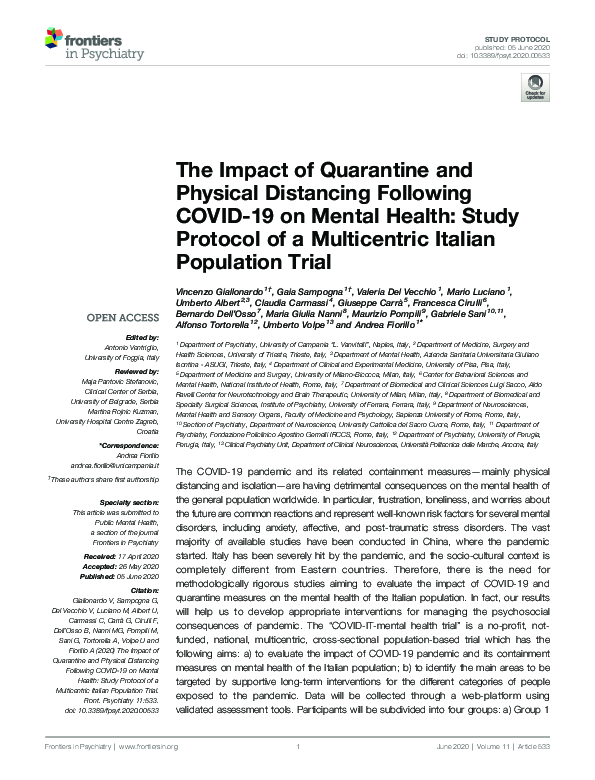 (PDF) The Impact of Quarantine and Physical Distancing Following COVID ...