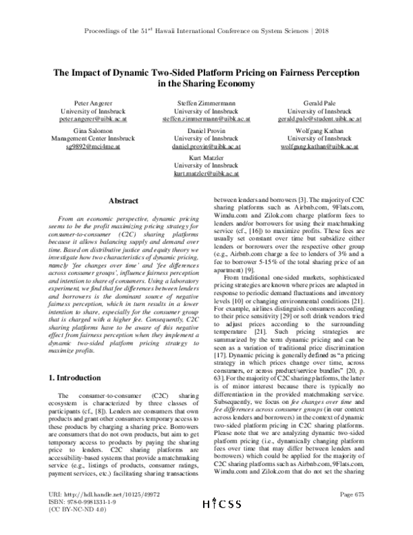 (PDF) The Impact of Dynamic Two-Sided Platform Pricing on Fairness ...