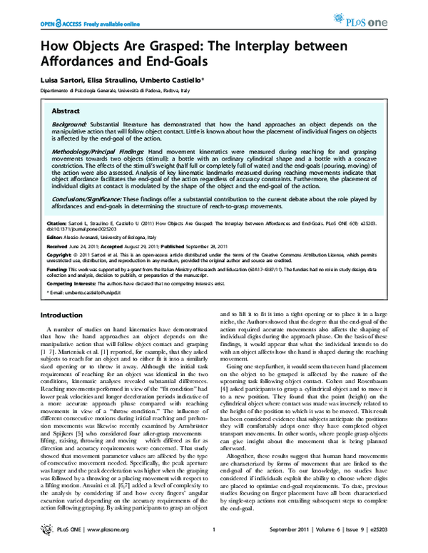 (PDF) How Objects Are Grasped: The Interplay between Affordances and ...