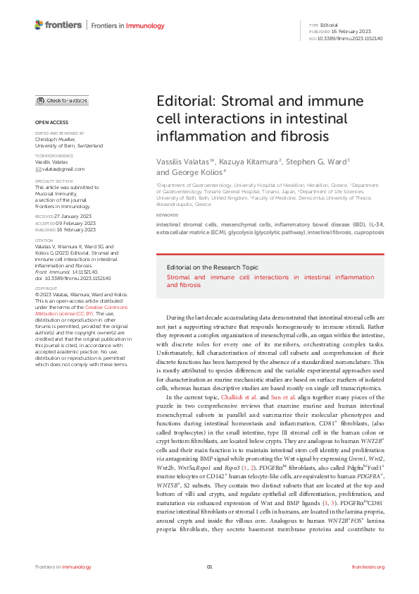 (PDF) Editorial: Stromal and immune cell interactions in intestinal ...