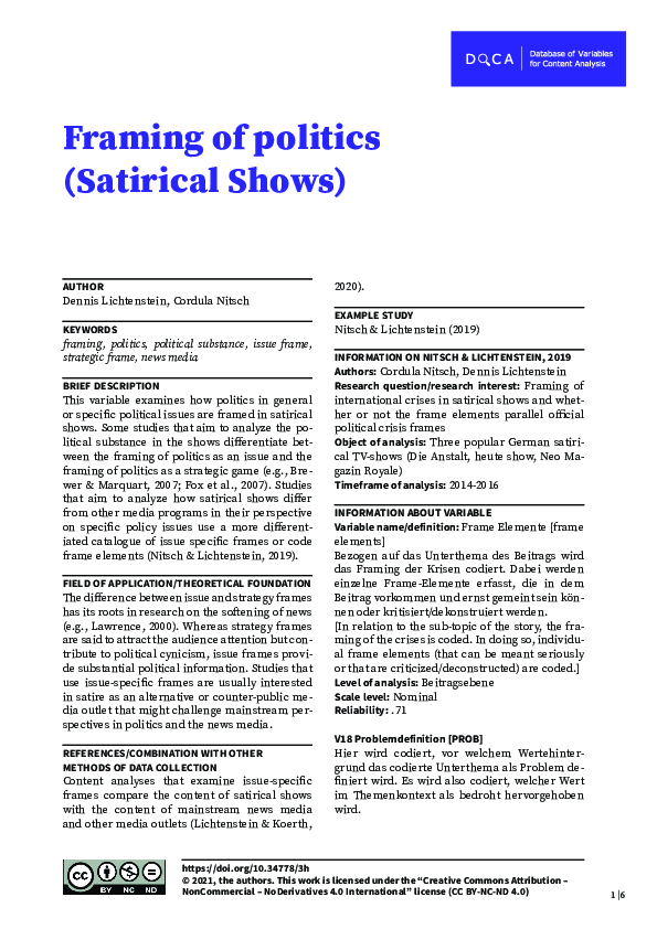 (PDF) Framing of politics (Satirical Shows)
