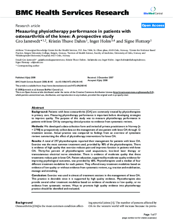 (PDF) Measuring physiotherapy performance in patients with