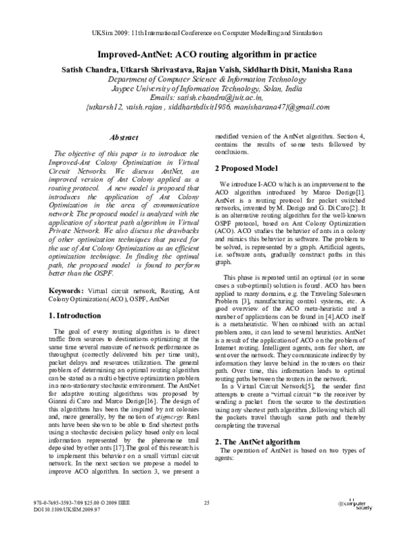 (PDF) Improved-AntNet: ACO Routing Algorithm in Practice