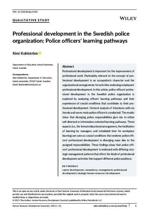(PDF) Professional development in the Swedish police organization ...