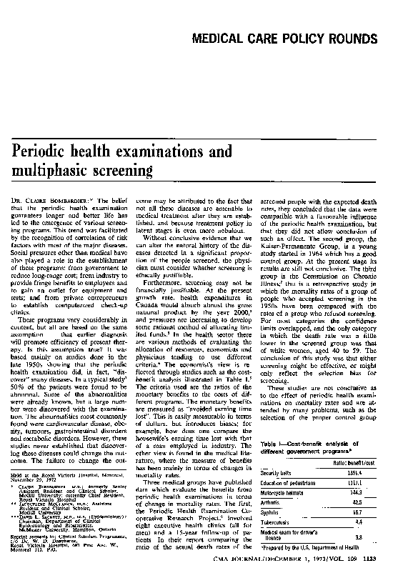 (PDF) Periodic health examinations and multiphasic screening