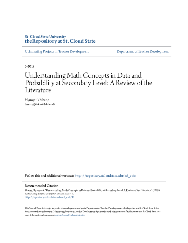 (PDF) Understanding Math Concepts in Data and Probability at Secondary ...