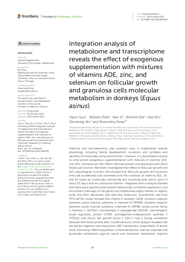 (PDF) Integration analysis of metabolome and transcriptome reveals the ...