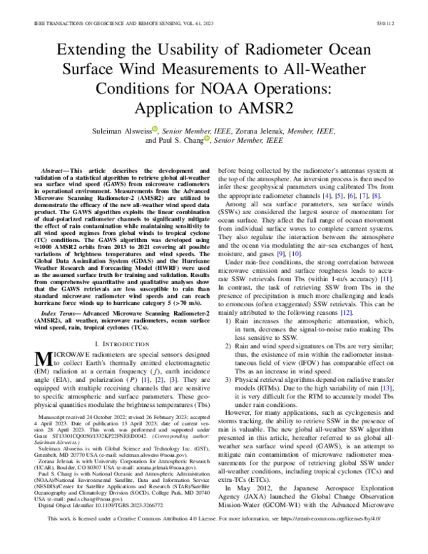 (PDF) Extending the Usability of Radiometer Ocean Surface Wind ...