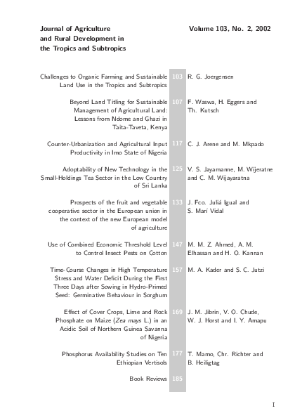 (PDF) Challenges to Organic Farming and Sustainable Land Use in the ...