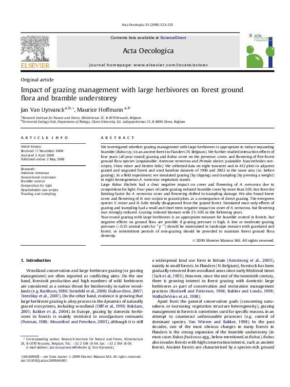 (PDF) Impact of grazing management with large herbivores on forest ...