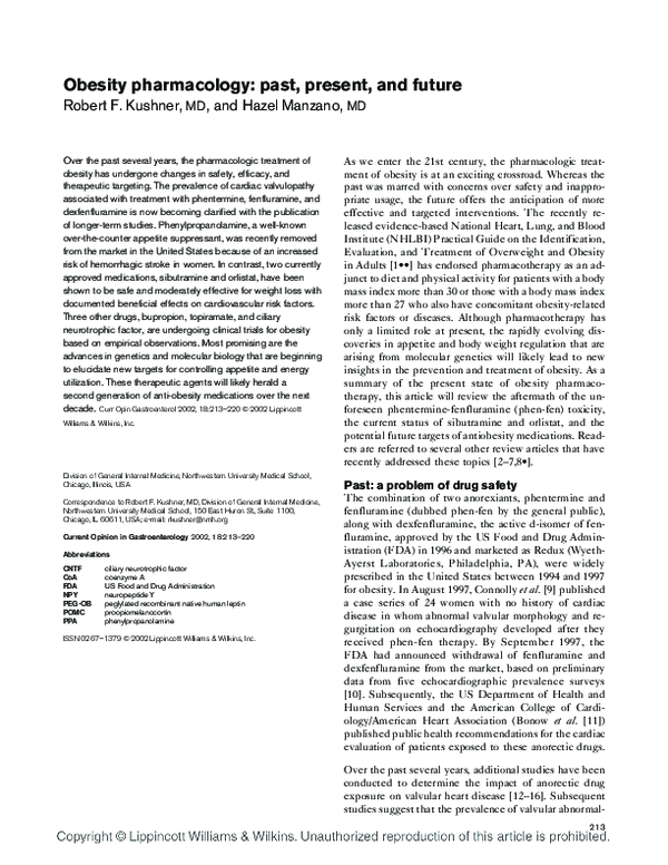 (PDF) Obesity pharmacology: past, present, and future