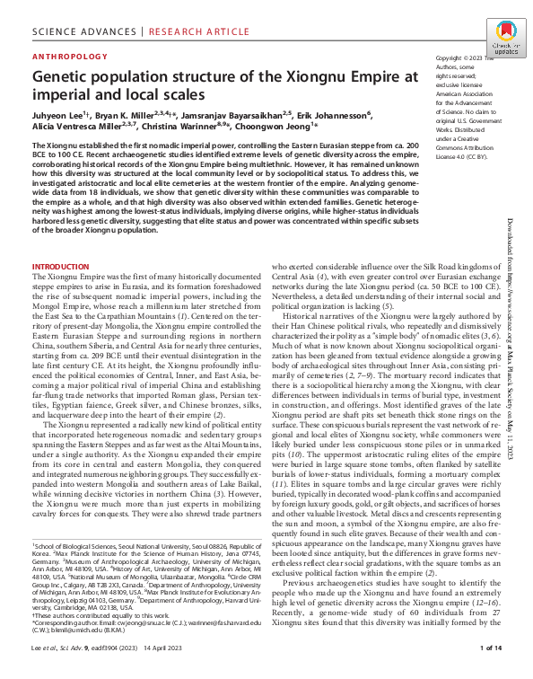 (PDF) Genetic population structure of the Xiongnu Empire at imperial ...