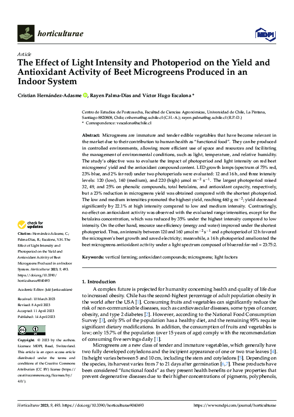 (PDF) The Effect of Light Intensity and Photoperiod on the Yield and ...