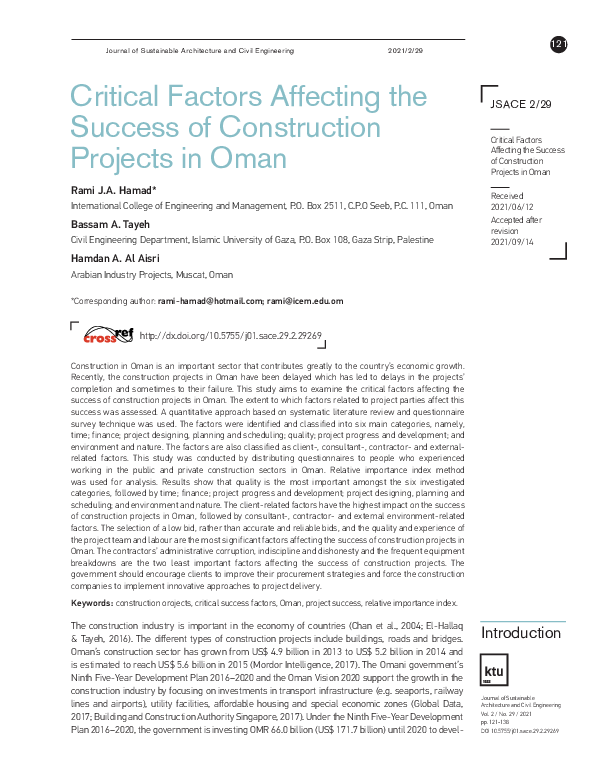 (PDF) Critical Factors Affecting the Success of Construction Projects ...