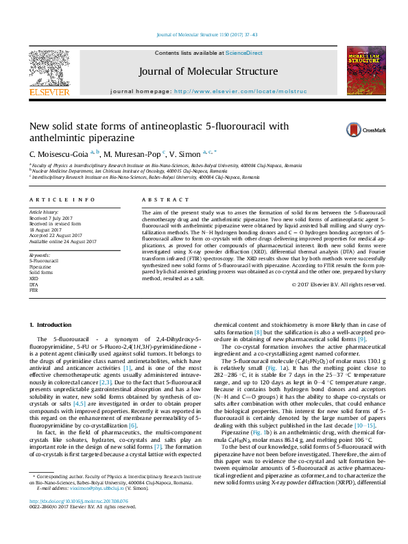 (PDF) New solid state forms of antineoplastic 5-fluorouracil with ...