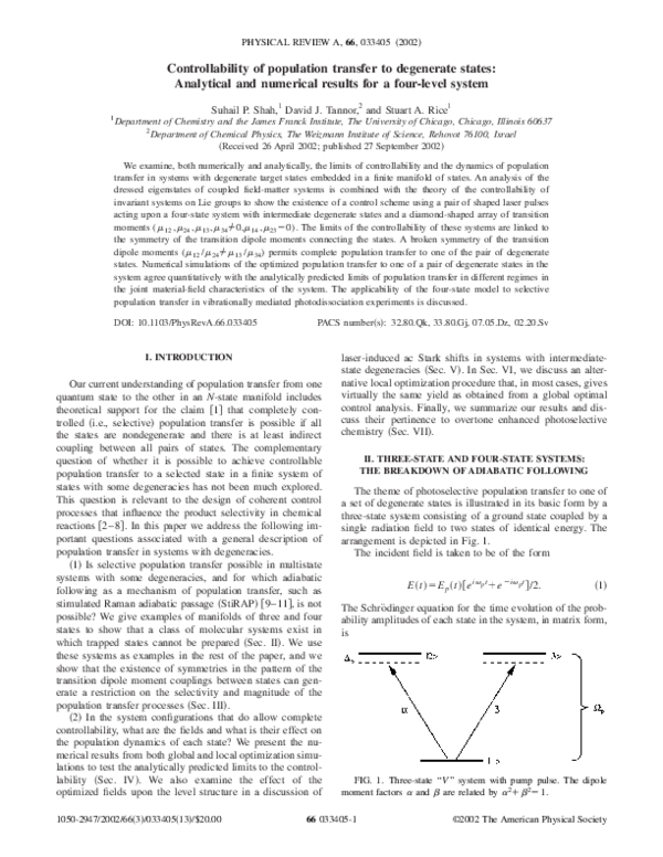 (PDF) Controllability of population transfer to degenerate states ...