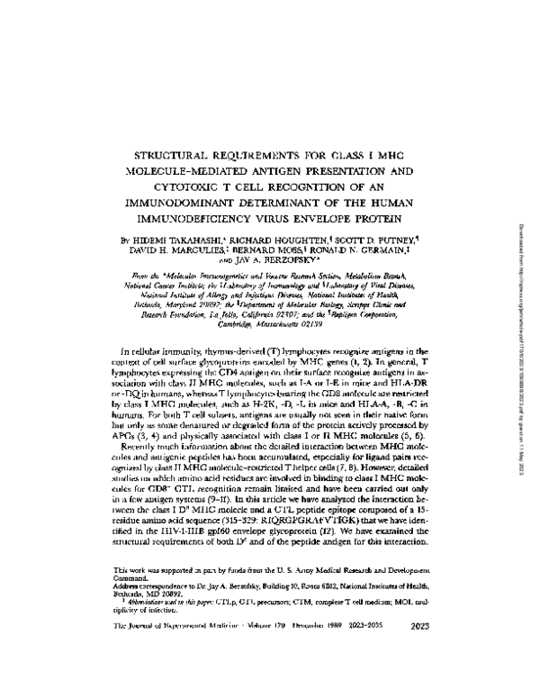 (PDF) MHC Class I and HIV Antigen Presentation
