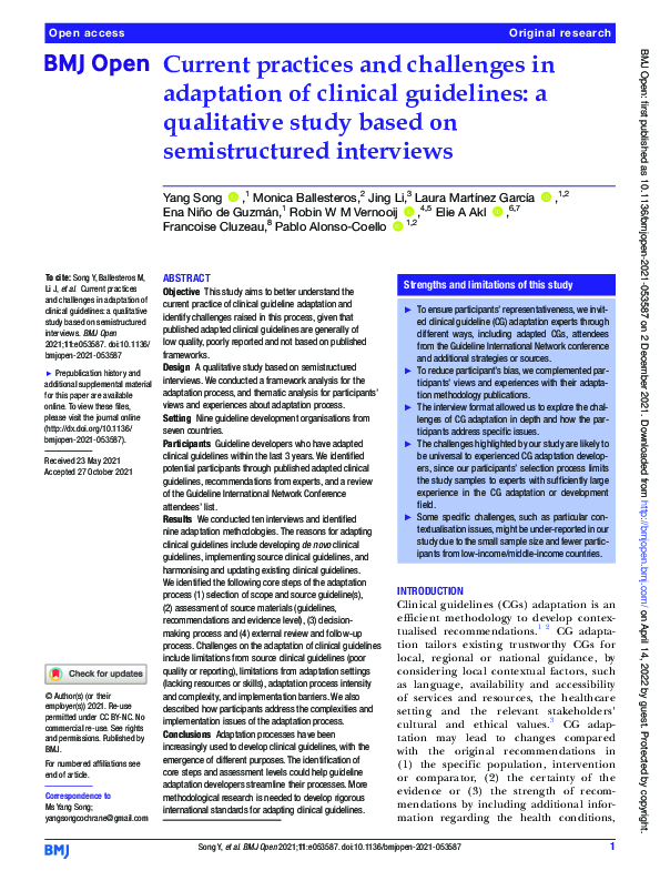 (PDF) Current practices and challenges in adaptation of clinical ...