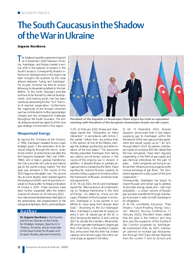(PDF) The South Caucasus in the Shadow of the War in Ukraine