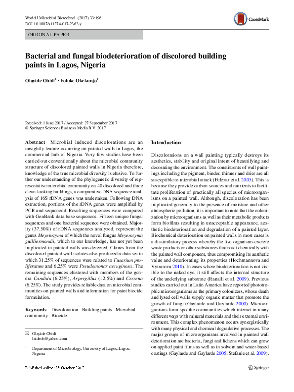 (PDF) Bacterial and fungal biodeterioration of discolored building ...
