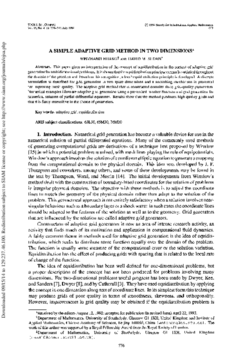 (PDF) A Simple Adaptive Grid Method in Two Dimensions