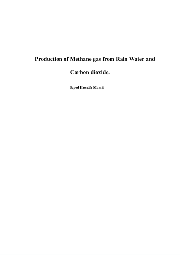 (PDF) Production of Methane gas from Rain Water and Carbon dioxide