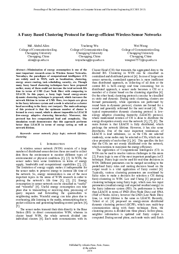 (PDF) A Fuzzy Based Clustering Protocol for Energy-efficient Wireless ...