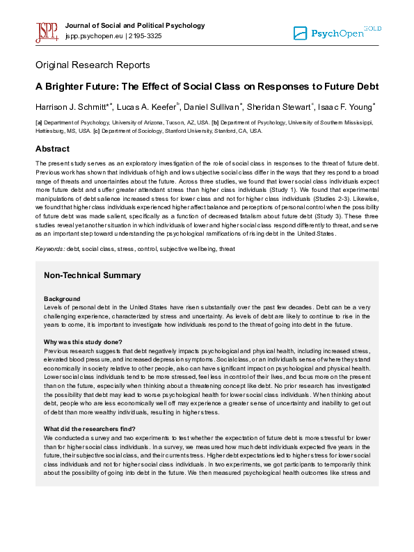 (PDF) A brighter future: The effect of social class on responses to ...