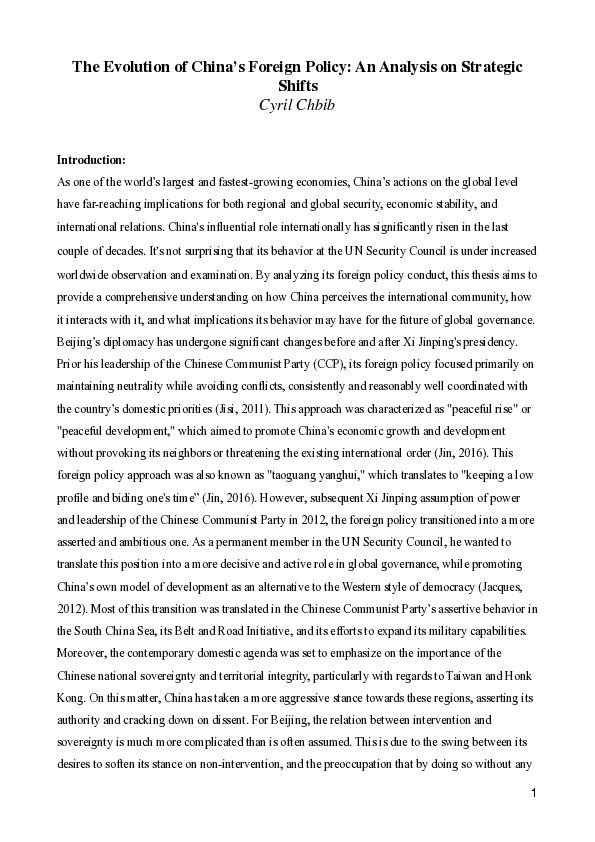 (PDF) The Evolution of China's Foreign Policy: An Analysis on Strategic ...