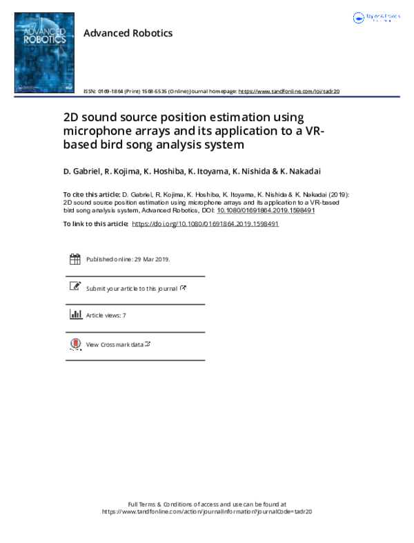 (PDF) 2D sound source position estimation using microphone arrays and ...