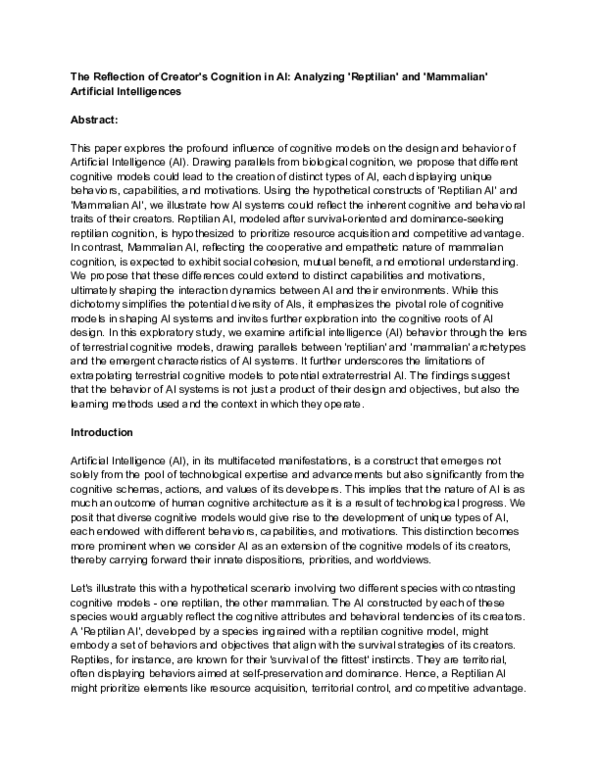 (DOC) The Reflection of Creator's Cognition in AI: Analysing 'Reptilian ...