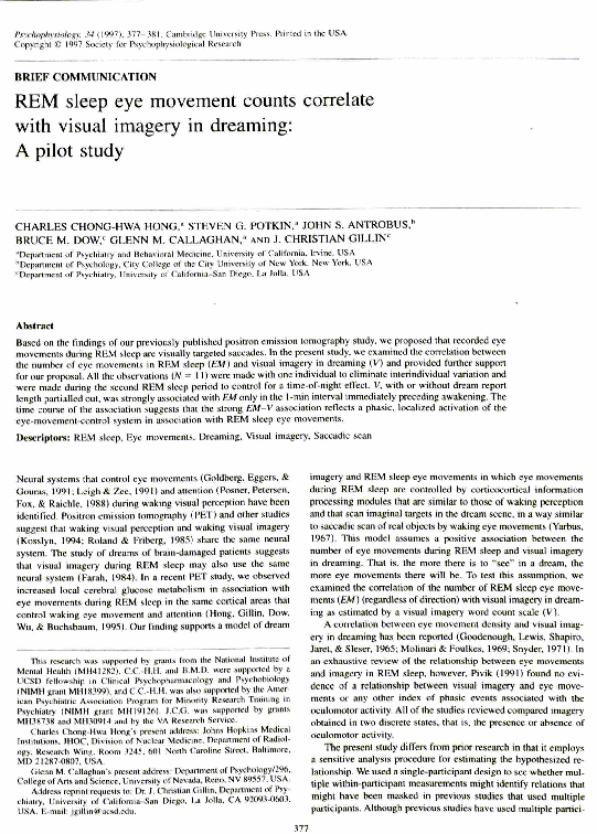 (PDF) REM sleep eye movement counts correlate with visual imagery in ...