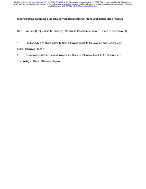 (PDF) Incorporating sampling bias into permutation tests for niche and ...