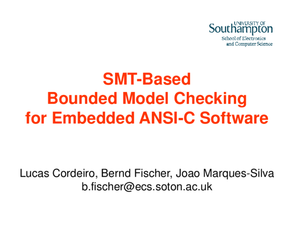 (PDF) SMT-Based Bounded Model Checking for Embedded ANSI-C Software
