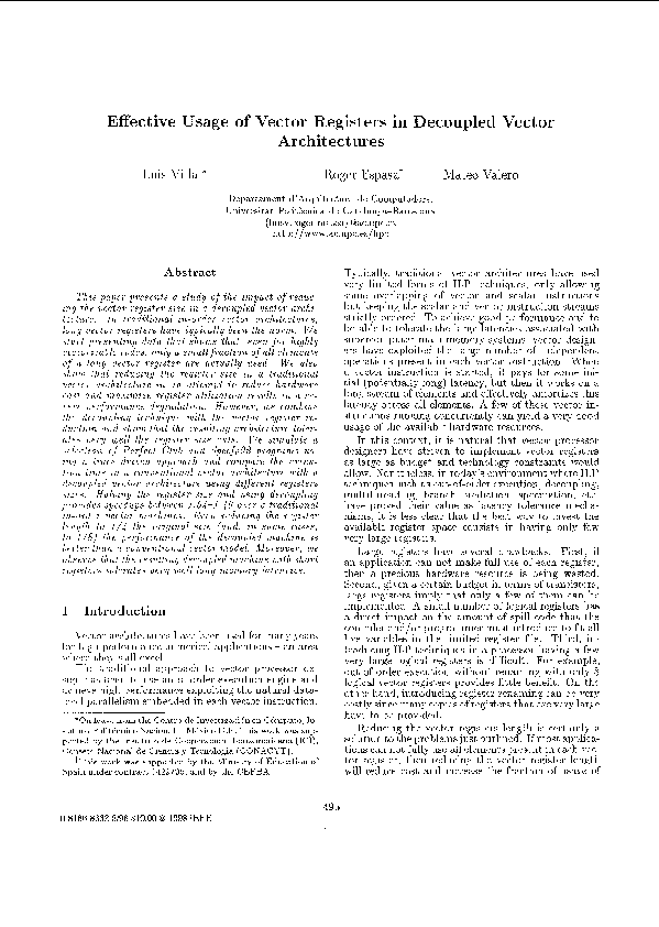 (PDF) Effective usage of vector registers in decoupled vector architectures