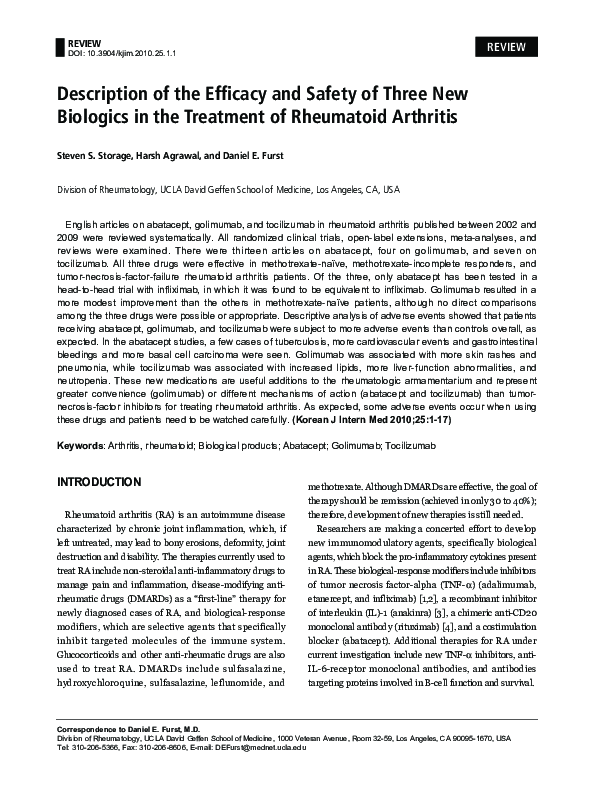 (PDF) Description of the Efficacy and Safety of Three New Biologics in ...