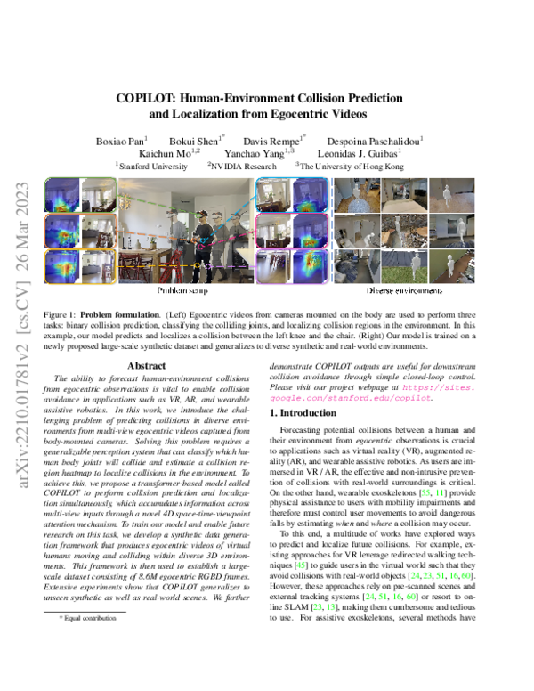 (PDF) COPILOT: Human-Environment Collision Prediction and Localization ...