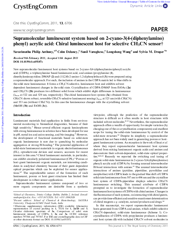 (PDF) Supramolecular luminescent system based on 2-cyano-3(4 ...
