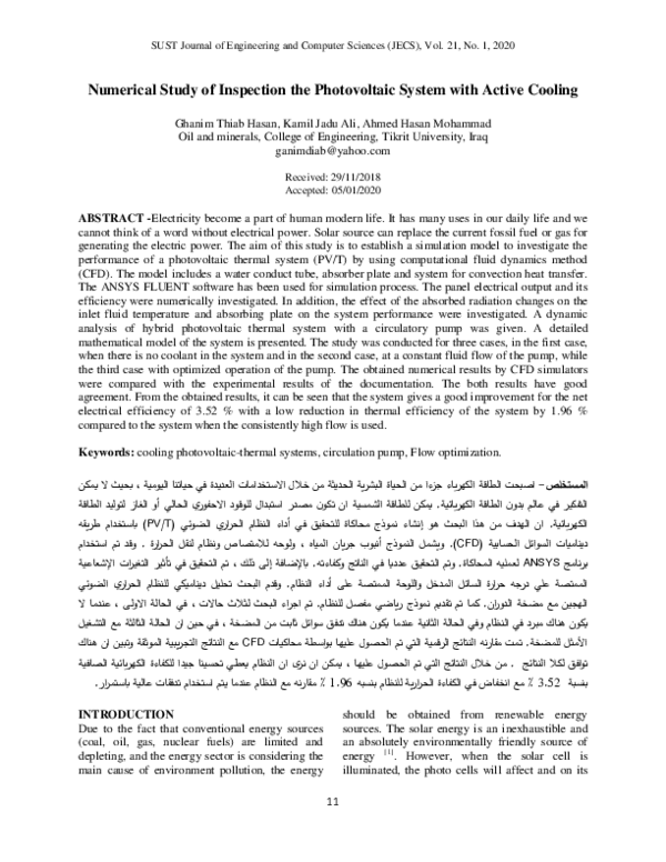 (PDF) Numerical Study of Inspection the Photovoltaic System with Active ...